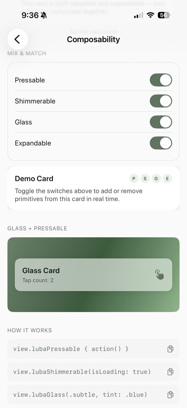 LubaUI Composability showcase